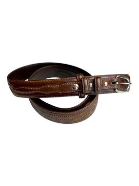 Men’s Nocona Brown Belt #N2476802 Size 40 W/Silver Buckle Fishtail Braid